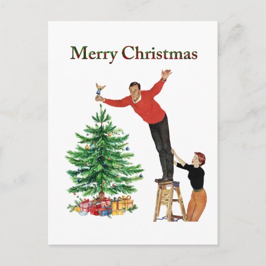 1950 Vintage Couple Merry Christmas Feestdagenkaart (Voorkant)