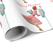 1950 Vintage Dame Controleert Kerstpost Cadeaupapier (Rol Hoek)