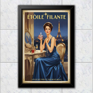 1950 Vintage Étoile Filante Parfum Reclame Poster