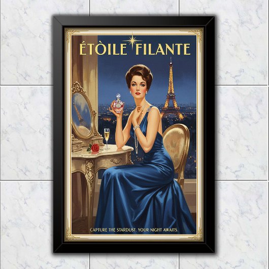 1950 Vintage Étoile Filante Perfume Advertising Poster