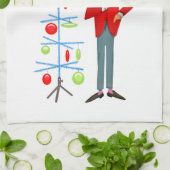 1950 Vintage Kerst man met martini glas Theedoek (Gevouwen)