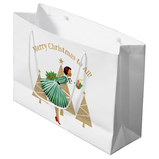 1950 Vintage Kerstgroeten voor Dames Groot Cadeauzakje (Voorkant Gekanteld)