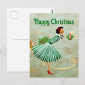 1950 Vintage Kerstmis vrouw Briefkaart (Voorkant / Achterkant)