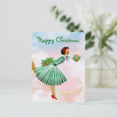 1950 Vintage Kerstmis vrouw Briefkaart (Staand voorkant)