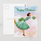 1950 Vintage Kerstmis vrouw Briefkaart (Voorkant / Achterkant)