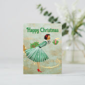 1950 Vintage Kerstmisvrouw Briefkaart (Staand voorkant)