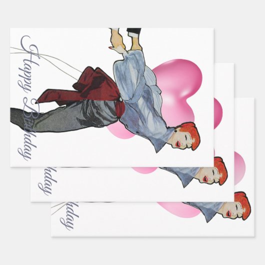 1950  vrouw in grijze blouse inpakpapier vel (Set)