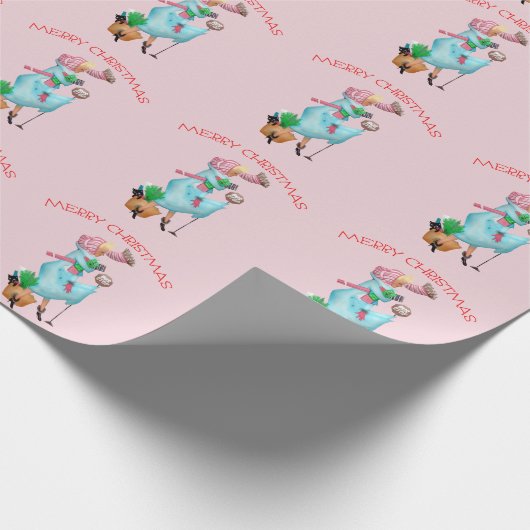 1950  Vrouw Kerstgroet Cadeaupapier (Hoek)