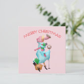 1950  Vrouw Kerstgroet Kaart (Staand voorkant)