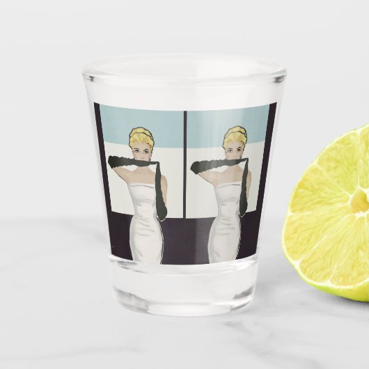 1950 vrouw met avondhandschoenen shot glas (Voorkant)