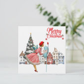 1950 vrouw met kerstgroeten (Staand voorkant)
