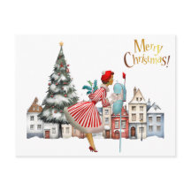 1950  vrouw met kerstgroeten