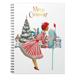 1950  vrouw met kerstgroeten notitieboek