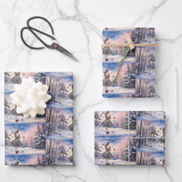 1950 Vrouw met Vlinders Kerstmis Groet Inpakpapier Vel