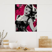 1950s/60s Pop Art Pinup gepersonaliseerd Poster (Keuken)