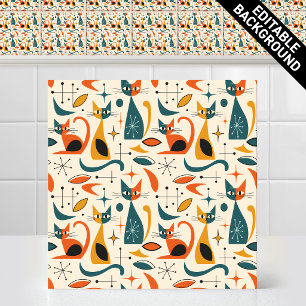 1950s Atomair Mid Century Modern Retro Kattenpatro Tegeltje