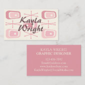 1950s Atomic Age Vanilla Pink Visitekaartje (Voorkant / Achterkant)