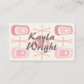  1950s Atomic Age Vanilla Pink Visitekaartje (Voorkant)