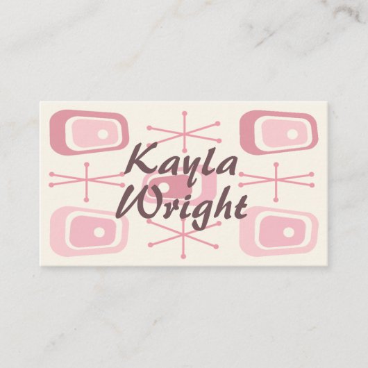 1950s Atomic Age Vanilla Pink Visitekaartje (Voorkant)