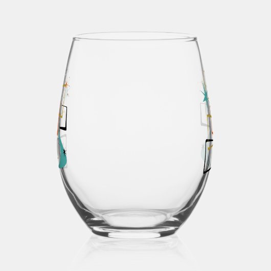 1950s Atomic Era Sterren Boomerang Mid Century Wijnglas Zonder Voet (Rechts)