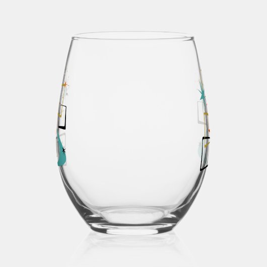 1950s Atomic Era Sterren Boomerang Mid Century Wijnglas Zonder Voet (Links)