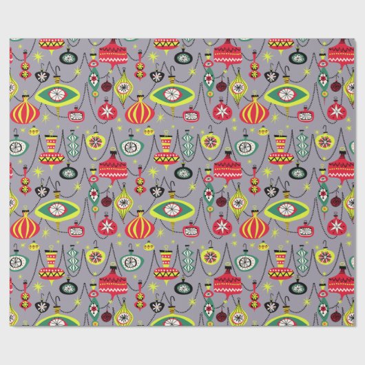 1950s Atomic Mid-Century Modern Kerstmis Cadeaupapier (Vlak)