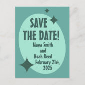 1950's Atomic Mint Bruiloft Save-the-Date Briefkaart (Voorkant)