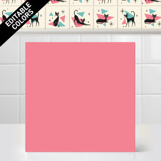 1950s Atomic Retro Kat Oogstmogelijkheid Roze Acce Tegeltje