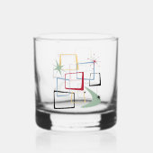 1950s Atomic Squares Sterren Boomerang Mid Century Whisky Glas (Achterkant)