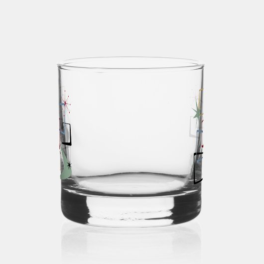 1950s Atomic Squares Sterren Boomerang Mid Century Whisky Glas (Rechts)