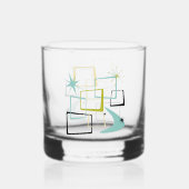 1950s Atomic Squares Sterren Boomerang Midcentury Whisky Glas (Achterkant)