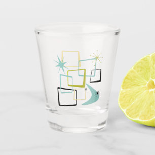 1950s Atomic Squares Sterren Boomerang Midden-eeuw Shot Glas