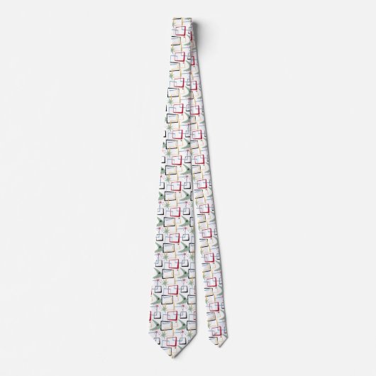 1950s Atomic Starburst Boomerang Squares MCM Stropdas (Voorkant)