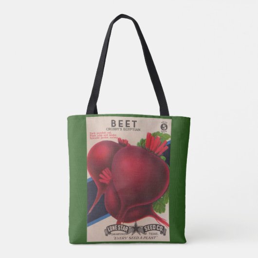 1950s beet de druk van het zaadpakket tote bag (Achterkant)