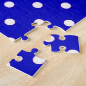 1950s blauw met witte stippen legpuzzel (Zijkant)