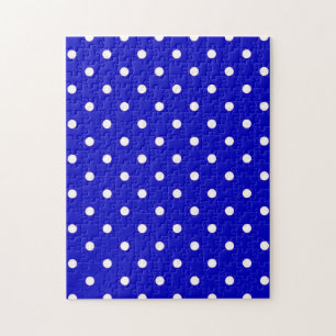 1950s blauw met witte stippen legpuzzel