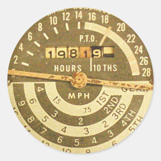 1950s  Boerderij Tractor Speedometer / Tachometer Ronde Sticker (Voorkant)