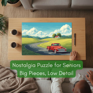 1950s Country Road & Red Pickup Truck for Seniors Legpuzzel