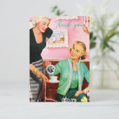 1950's  Dames genieten van middagthee Bedankkaart (Staand voorkant)