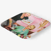 1950's  Dames genieten van middagthee Papieren Bordje (Gebogen)