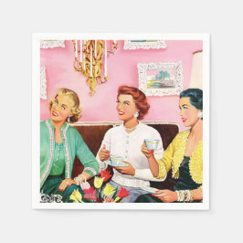 1950's  Dames genieten van middagthee Servet