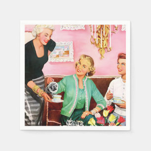 1950's  Dames genieten van middagthee Servet