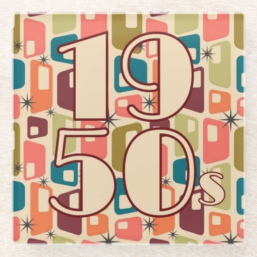 1950s Decade Design Glazen Onderzetter (Voorkant)