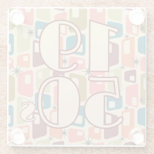 1950s Decade Design Glazen Onderzetter (Achterkant)