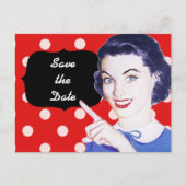 1950s die Vrouw wijst sparen de Datum Aankondigingskaart (Voorkant)