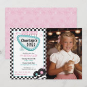 1950s Diner Foto Verjaardag Uitnodiging – Retro So (Voorkant / Achterkant)