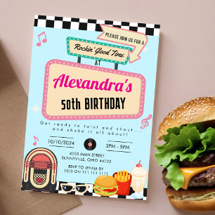 1950s Diner Retro Verjaardag Sock Hop  Kaart