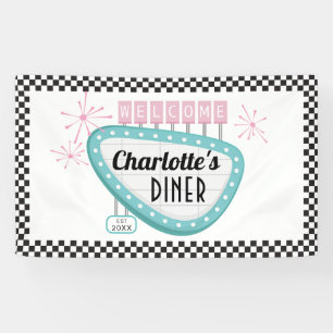 1950's Diner Retro Verjaardagsfeest Spandoek