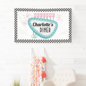 1950s Diner Retro Verjaardagsfeestje Banner - Sock (Insitu)