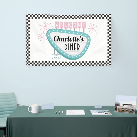 1950s Diner Retro Verjaardagsfeestje Banner - Sock (Beurs)